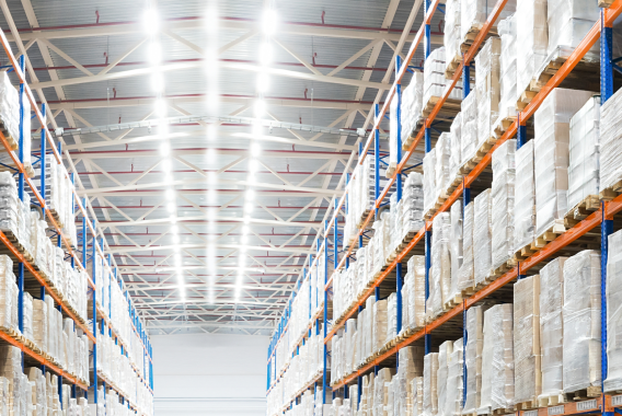 Retrofit warehouse ceiling with LED lights Retrofit warehouse ceiling with LED lights