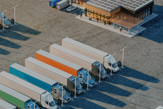 Fleet electrification hub charging composite semi trucks EV chargers Fleet electrification hub charging composite semi trucks EV chargers