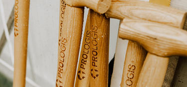 shovels branded with logo